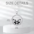 wholesale 925 Sterling Silver Double Pandas Bamboo Circle Pendant Necklace Wholesale Gift for Women Girls Mother's Day Jewelry-0-1