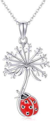 wholesale 925 Sterling Silver Snowflake Ladybug Pendant Necklace for Women Girls Mothers Day Gift-Ladybug