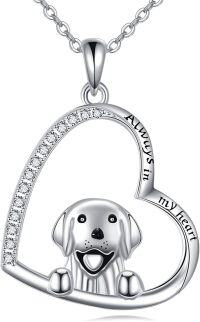 wholesale 925 Sterling Silver Dog in Heart Shape Pendant Necklace for Women-Dog
