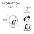 wholesale 925 Sterling Silver Penguin Hoop Earrings for Women Girls Gift Idea-0-4