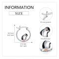 wholesale 925 Sterling Silver Penguin Hoop Earrings Platinum Rose Gold Plated Cute Animal Jewelry-0-4