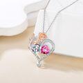 wholesale 925 Sterling Silver Rose Quartz Heart Birthstone Necklace for Women Valentine s Day Gift-0-1