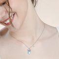 wholesale 925 Sterling Silver Blue Moonstone Owl Pendant Necklace for Women Girls  48cm Chain Length-0-4