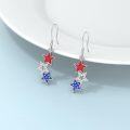 wholesale 925 Sterling Silver Red White Blue Trio Star Dangle Earrings – Patriotic American Flag Jewelry for Women-0-2