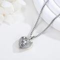 wholesale 925 Sterling Silver Heart Shaped Photo Frame Pendant with Purple Stones and Floral Design - Memory Lockets for Women-0-2