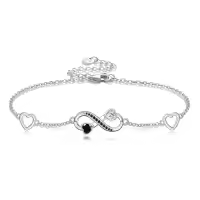 wholesale 925 Sterling Silver Heart and Infinity Charm Ankle Bracelet Wholesale for Women-Infinity Ankle
