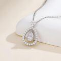 wholesale White Gold Plated Silver & Moissanite Geometric Pear Solitaire Necklace, 1.0ct Pear Cut with GRA Card, Hypoallergenic Jewelry Gift for Women-0-1