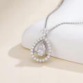 wholesale White Gold Plated Silver & Moissanite Geometric Pear Solitaire Necklace, 1.0ct Pear Cut with GRA Card, Hypoallergenic Jewelry Gift for Women-0-1