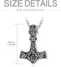 wholesale 925 Sterling Silver Thor's Hammer Pendant Necklace  Norse Viking Jewelry for Men-0-3