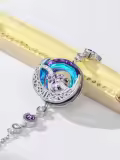 TOUPOP Sterling Silver Blue Crystal Birthstone Moon Star Bracelet Women Jewelry Gift-0-3