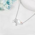 wholesale 925 Sterling Silver Elephant with Pink Heart Charm Pendant Necklace for Women and Girls - 36cm Chain Length-0-3