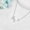 wholesale 925 Sterling Silver Elephant with Pink Heart Charm Pendant Necklace for Women and Girls - 36cm Chain Length-0-3