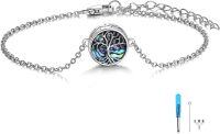 wholesale 925 Sterling Silver Tree of Life Urn Keepsake Memorial Bracelet with Abalone Shell and Funnel Set for Women's Ashes s-tree of life