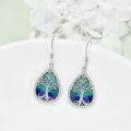 wholesale 925 Sterling Silver Teardrop Green & Blue Enamel Celtic Tree Of Life Dangle Earrings For Women-0-4