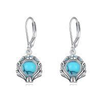 wholesale 925 Sterling Silver Earrings Wholesale With Blue Gemstone Drop-Turquoise