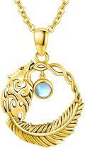wholesale 925 Sterling Silver Moonstone Viking Wolf Pendant Necklace for Women-0-0