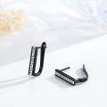 wholesale 925 Sterling Silver Norse Viking Runes Huggie Hoops with Black Onyx Gemstone - Gift for Her-0-1