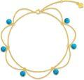 wholesale 14K Gold Turquoise Beaded Ankle Anklet for Women - Adjustable Size 7-9 Fashion Foot s-0-0