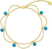 wholesale 14K Gold Turquoise Beaded Ankle Anklet for Women - Adjustable Size 7-9 Fashion Foot s-Turquoise Anklet
