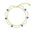 wholesale 14k Gold Anklet With Turquoise Beaded Double Chain For Women-0-0