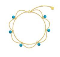 wholesale 14k Yellow Gold Turquoise Beaded Bracelet-Turquoise Anklet