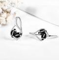wholesale 925 Sterling Silver Black Rugby Football Clip Earrings Platinum Plated For Women-0-2
