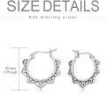 wholesale 925 Sterling Silver Bali Boho Floral Patterned Huggie Hoop Earrings for Women-0-4