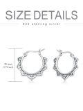 wholesale 925 Sterling Silver Bali Boho Floral Patterned Huggie Hoop Earrings for Women-0-4
