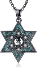 wholesale 925 Sterling Silver & Black Turquoise Star of David Yin Yang Pendant Necklace Judaica Gift for Her-0-0