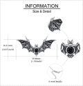 wholesale 925 Sterling Silver Gothic Bat Pendant Necklace with Black Stone - Halloween Costume Accessory for Women-0-3