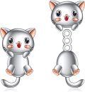 wholesale 925 Sterling Silver Cartoon Cat Stud Earrings for Women - Cute Animal  Ideas-0-0