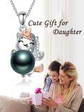 wholesale 925 Sterling Silver Unicorn & Green Pearl Pendant Necklace for Women-0-4