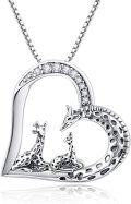 wholesale 925 Sterling Silver Giraffe Heart Pendant Necklace for Women Summer Beach Jewelry Animal Charm Necklace-0-0