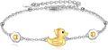 wholesale  925 Silver Duck & Egg Charm Bracelet for Women, Gift for Wife Mom Grandma, Adjustable 7-9 Inch, Elegant Jewelry for Birthday Christmas Anniversary-0-0