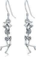 wholesale 925 Sterling Silver Halloween Skeleton Hand Dangle Earrings Gift for Women-0-0