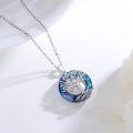 wholesale 925 Sterling Silver Blue Crystal Heart Tree of Life Pendant Necklace for Women and Girls-0-1