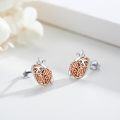 wholesale 925 Sterling Silver Sloth Stud Earrings with Rose Gold Accents and Leaf Details-0-3