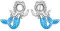 wholesale 925 Sterling Silver Mermaid Stud Earrings with Purple and Blue Stones-0-6