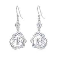 TOUPOP Sterling Silver Stone 18th Heart Drop Earrings For Women-undefined