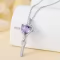 TOUPOP Sterling Silver Alexandrite Cross Pendant Necklace-0-4