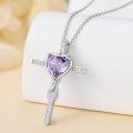 TOUPOP Sterling Silver Alexandrite Cross Pendant Necklace-0-4