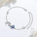 wholesale 925 Sterling Silver Metal Blue Crystal Dolphin Bracelet for Women - Ocean Theme Beach Jewelry-0-3