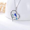 wholesale 925 Sterling Silver Heart-Shaped Blue Jay Bird Pendant Necklace - Love Gift for Women and Moms-0-1