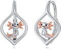 wholesale 925 Sterling Silver Axolotl Leverback Dangle Drop Hoop Earrings for Women Birthdays Anniversaries Gifts-0-0
