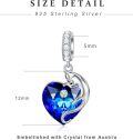 wholesale 925 Sterling Silver Blue Heart Austrian Crystal Pendant Necklace -0-2