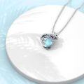 wholesale 925 Sterling Silver Opalite Frosted Glass Pendant Frog Necklace 43mm Long Chain for Women Girls -0-3