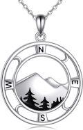 wholesale 925 Sterling Silver Mountain Compass Pendant Necklace - Nature Inspired s for Her Him-0-0