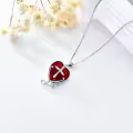 TOUPOP Sterling Silver Blue Crystal Cross Stethoscope Heart Pendant-0-4