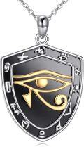 wholesale 925 Sterling Silver Black Onyx Eye Of Horus Shield Pendant Necklace for Women's Gifts-0-0