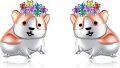 wholesale 925 Sterling Silver Corgi Dog Rainbow Crown Stud Earrings for Women-0-0